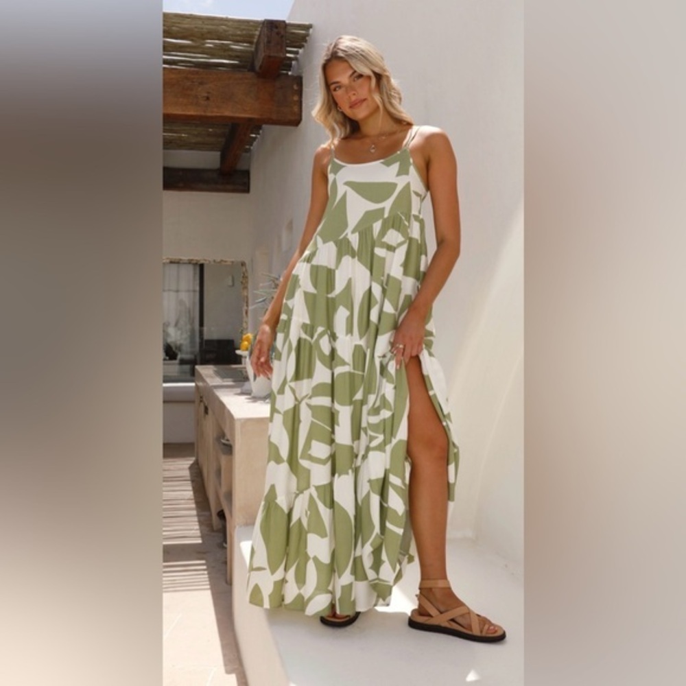 Abel the Label Anthropologie Bright Citron Dress Maxi Boho Tiered Small